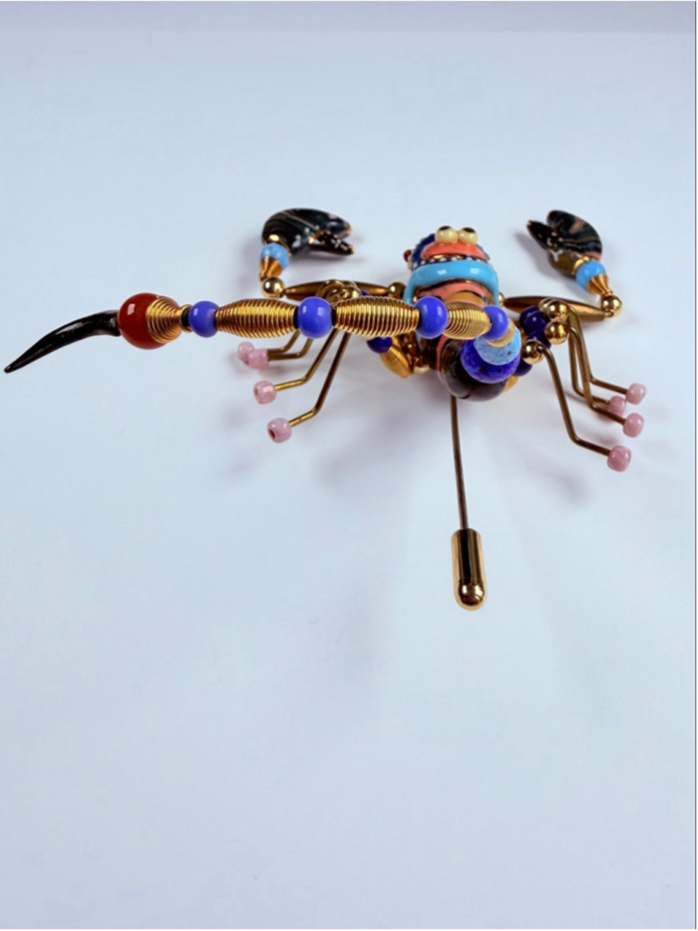 Cynthia Chuang Jewelry 10 Scorpion Insect Porcelain Glass Stick Pin Brooch 3.75" - Picture 5 of 10
